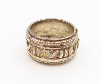 925 Sterling Silver Vintage Ring DAVID SIGAL Roman Numerals  Sz 9.5  RG35909