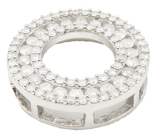 925 Sterling Silver  Shiny Genuine Diamonds Open Circle Pendant  PT13123