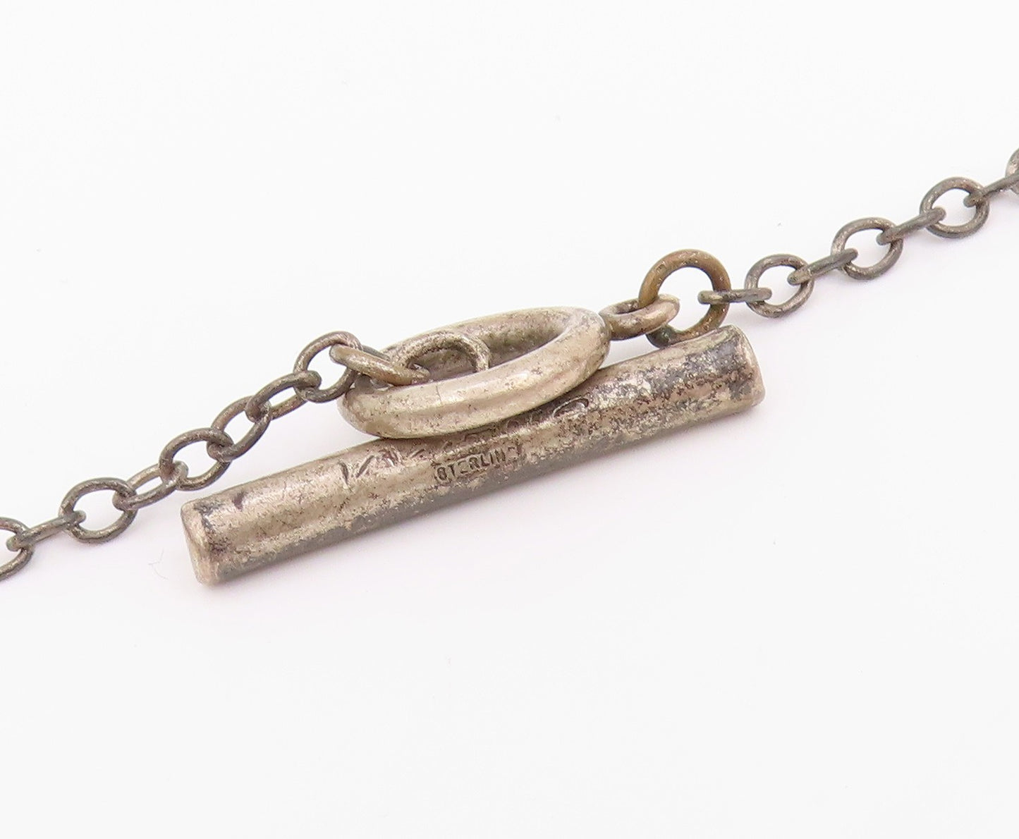 925 Sterling Silver Vintage Necklace Etched Love Heart Charm Motif Chain  NE4832