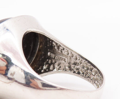925 Sterling Silver Vintage Ring Solid Large Oval Cabochon Onyx  Sz 10  RG28476
