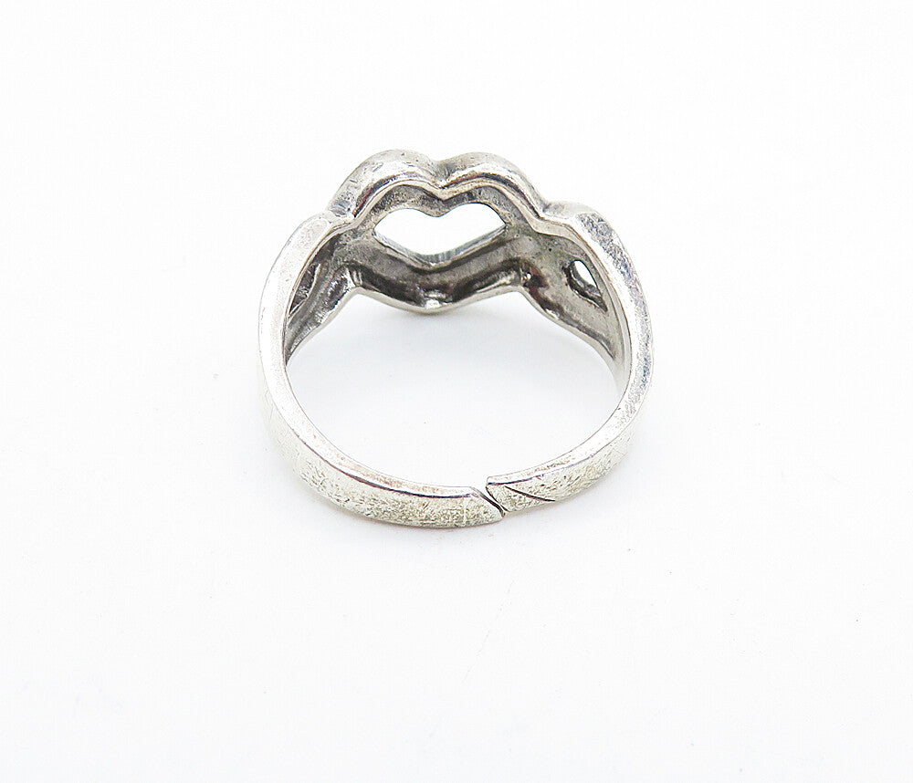 925 Sterling Silver  Vintage Open Infinity Love Heart Band Ring Sz 5.5  RG3821