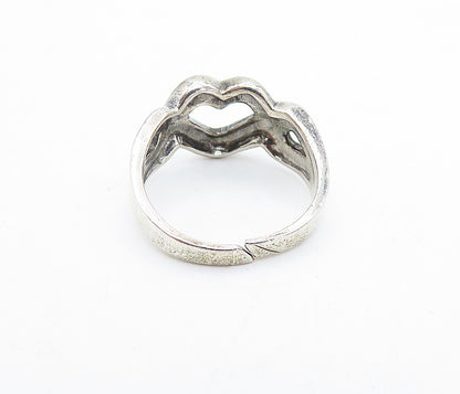 925 Sterling Silver  Vintage Open Infinity Love Heart Band Ring Sz 5.5  RG3821