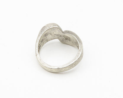 925 Sterling Silver  Vintage Dark Tone Smooth Bypass Band Ring Sz 6  RG10216