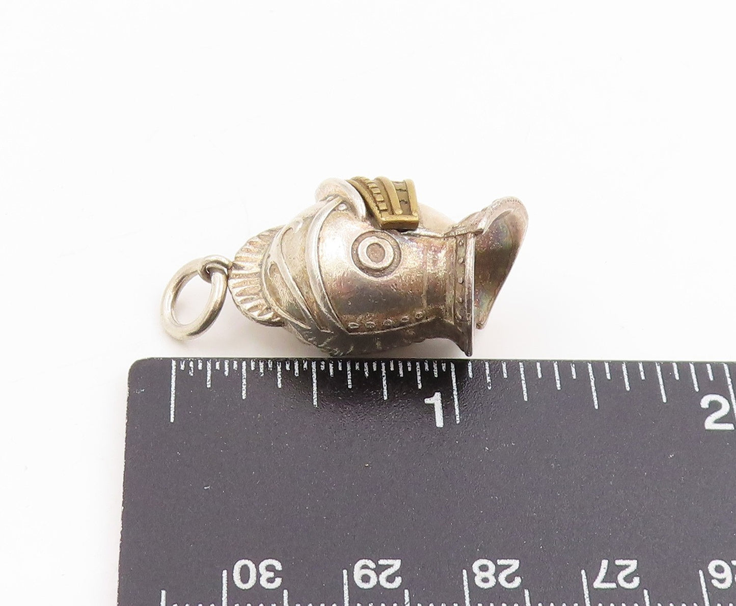 925 Sterling Silver Vintage Pendant Ancient Roman Gladiator Helmet Charm PT25276