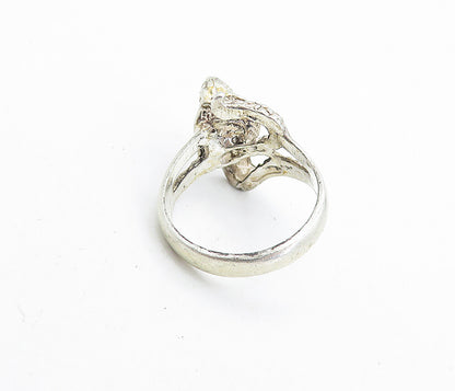 925 Sterling Silver  Vintage Sculpted Cobra Snake Motif Band Ring Sz 9  RG7076