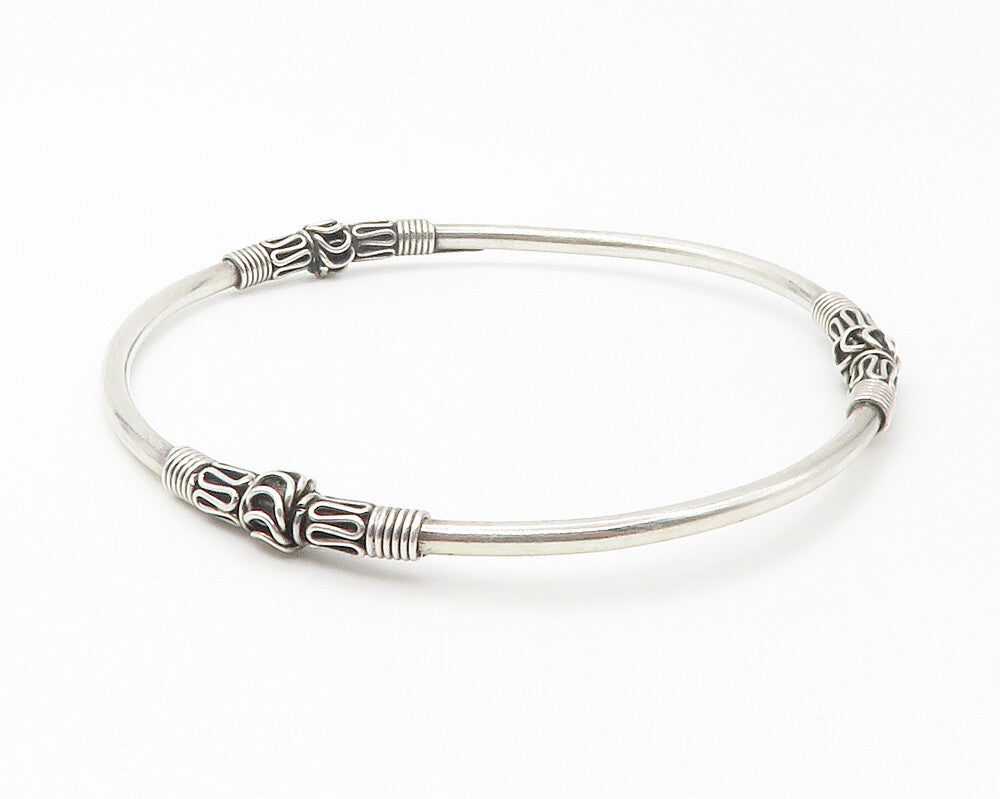 BALI 925 Sterling Silver  Vintage Swirl Wrapped Pattern Bangle Bracelet BT5655