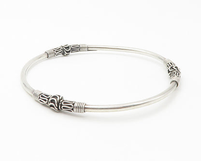 BALI 925 Sterling Silver  Vintage Swirl Wrapped Pattern Bangle Bracelet BT5655