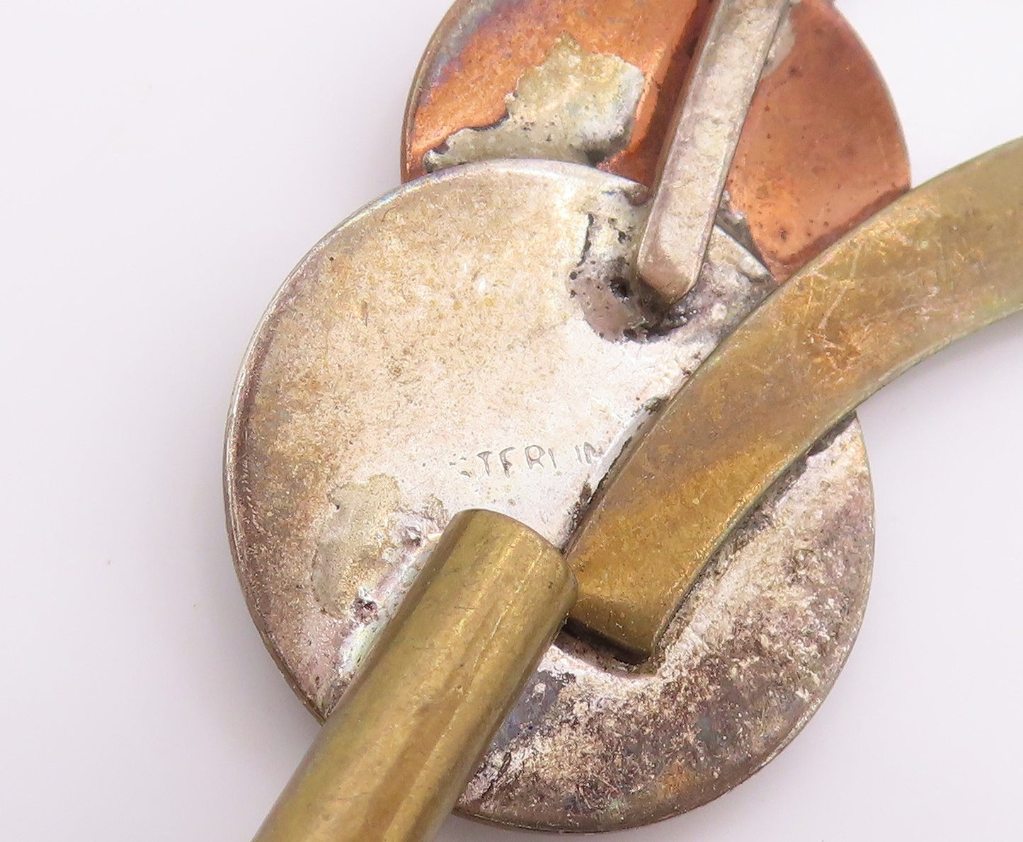 925 Sterling Silver Vintage Pendant Brutalist Designer Cutout  PT24388