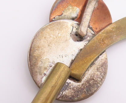 925 Sterling Silver Vintage Pendant Brutalist Designer Cutout  PT24388