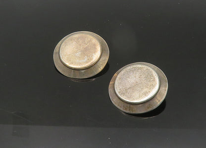 MEXICO 925 Sterling Silver  Vintage Hollow Round Non Pierce Earrings  EG10774