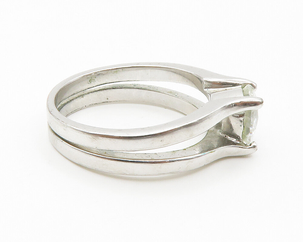 925 Sterling Silver  Sparkling Cubic Zirconia Split Band Ring Sz 10  RG14942