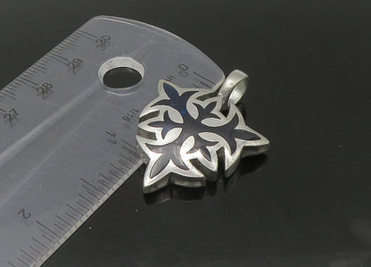 BICO 925 Sterling Silver   Vintage Blue Resin Design Hollow Pendant  PT18295
