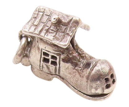 925 Silver   Vintage Boot House & Enamel Family Charm Pendant (OPENS)  PT20586