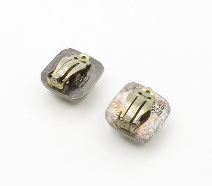 MEXICO 925 Sterling Silver  Vintage Dark Tone Dome Non Pierce Earrings  EG7696