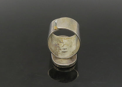 MEXICO 925 Silver  Vintage Inlaid Black Onyx Cocktail Ring Sz 10  RG23312