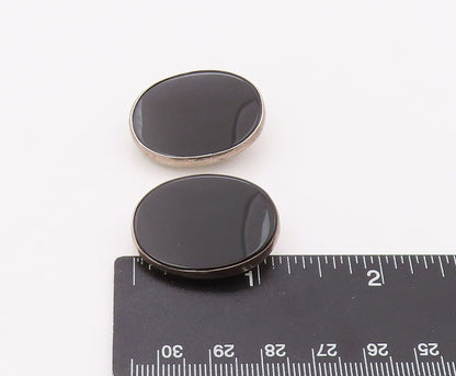 925 Sterling Silver Vintage Earrings NEX NAVAJO Large Oval Onyx  EG13426