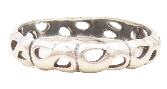 925 Sterling Silver Vintage Ring Minimalist Amorphas Cutouts  Sz 10  RG31304