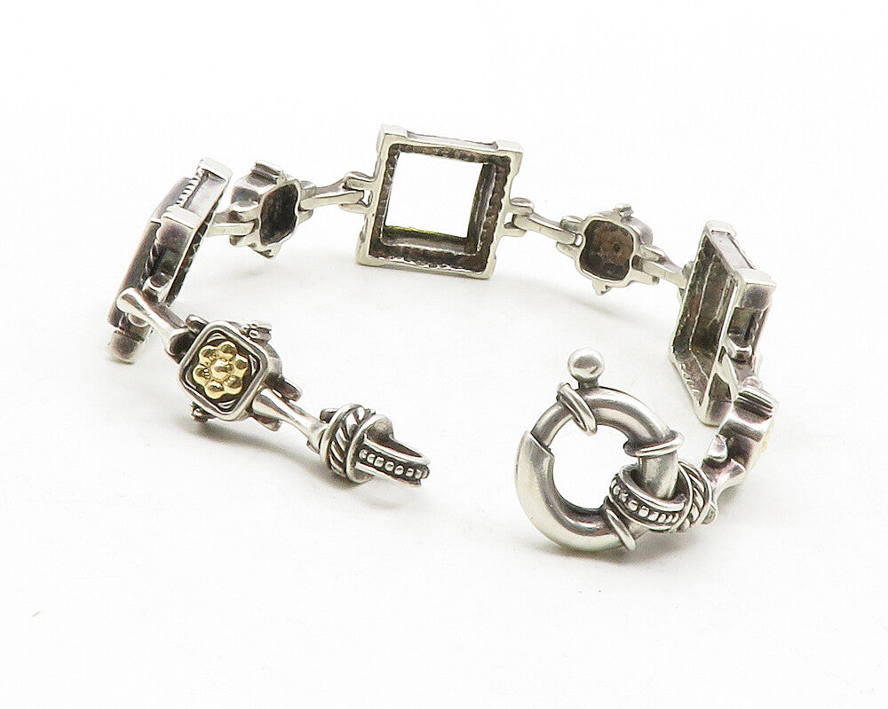 FLLI MENEGATTI 925 Silver & 18K GOLD  Vintage Floral Chain Bracelet  BT4932