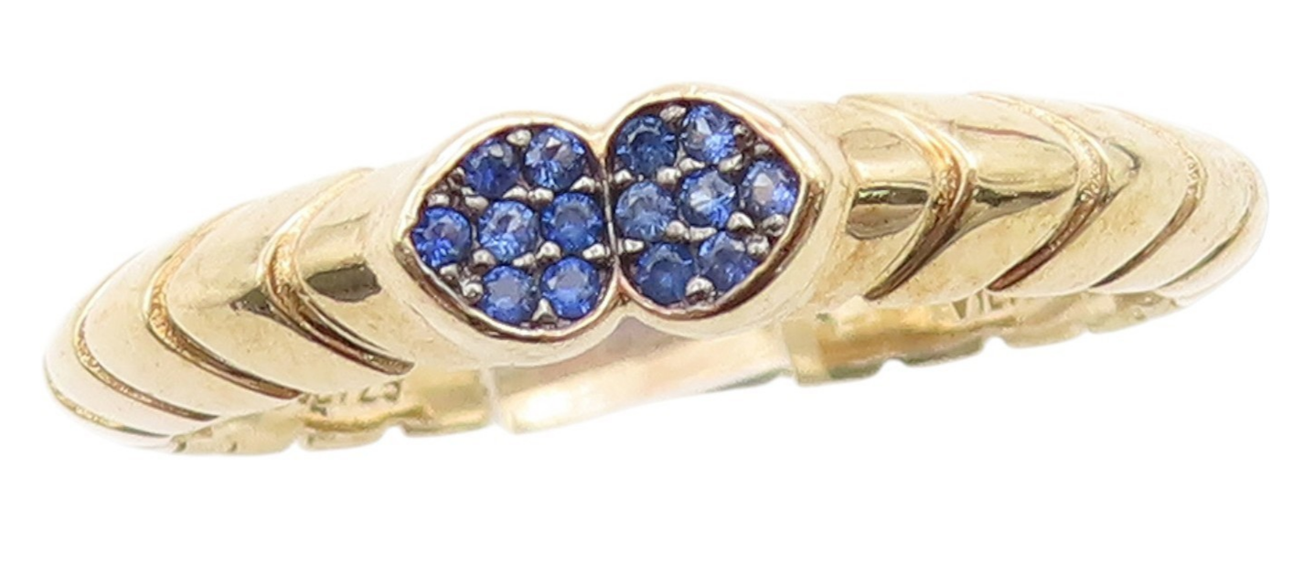 925 Sterling Silver Vintage Ring Gold Plated Sapphire Cluster  Sz 9  RG33723