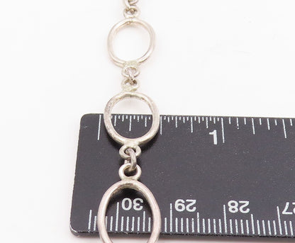 925 Sterling Silver Vintage Necklace Modernist Hollow Oval Link Chain  NE4746