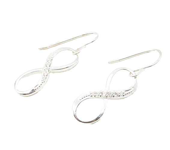 925 LA Sterling Silver  Shiny Topaz Infinity Figure 8 Dangle Earrings  EG8999