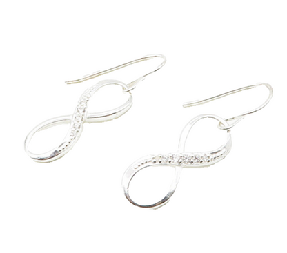 925 LA Sterling Silver  Shiny Topaz Infinity Figure 8 Dangle Earrings  EG8999