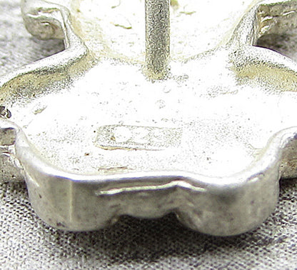 925 Sterling Silver  Vintage Etching Detail Teddy Bear Pendant  PT1343