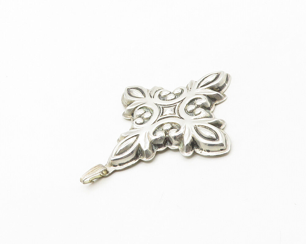 REED & BARTON 925 Silver  Vintage Shiny Hollow Christmas Cross Pendant PT14585