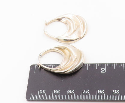 925 Sterling Silver Vintage Earrings SILPADA Bold Ribbed Crescent Hoops  EG14478