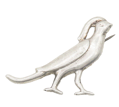 MEXICO 925 Sterling Silver  Vintage Shiny Bird Motif Brooch Pin  BP7629
