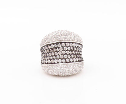 925 Sterling Silver Vintage Ring Designer Large CZ Inlay  Sz 8  RG30769