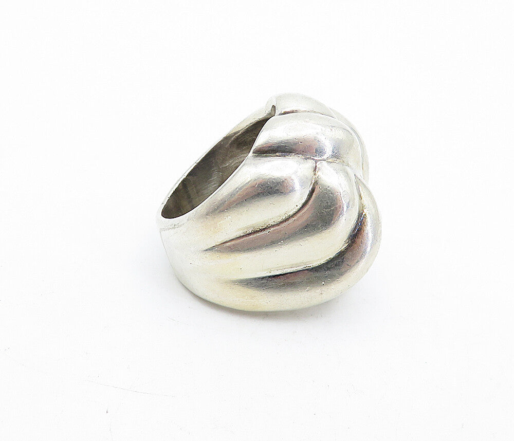 MEXICO 925 Sterling Silver  Vintage Shiny Braided Dome Band Ring Sz 7.5 RG5500