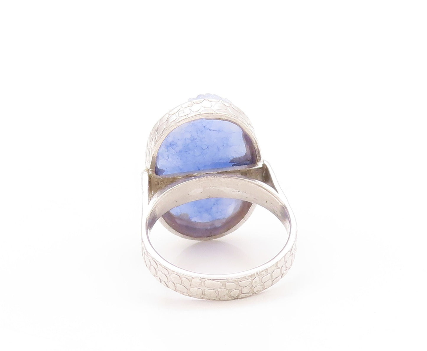 925 Sterling Silver Vintage Ring Oval Shape Blue Drusy Quartz  Sz 7  RG32797