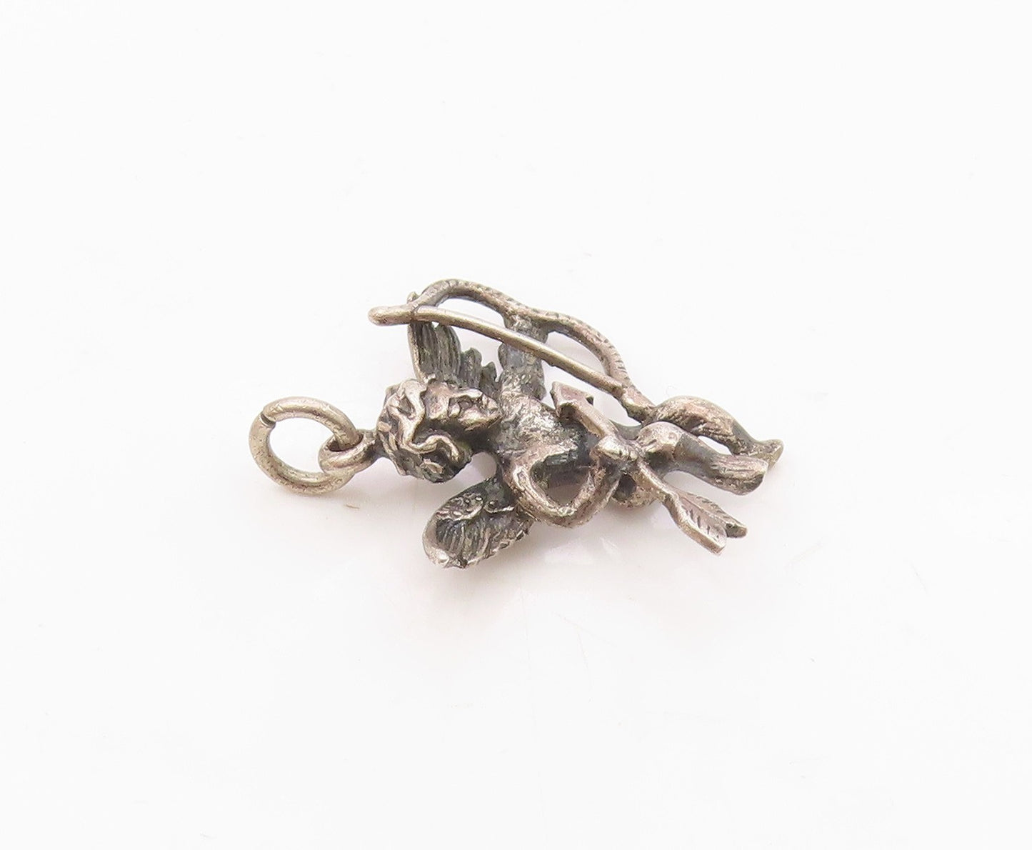 925 Sterling Silver  Vintage Baby Cupid With Bow & Arrow Pendant  PT21641