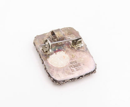 925 Sterling Silver Vintage Brooch Pin ISRAEL Antique Miniature Painting BP12490