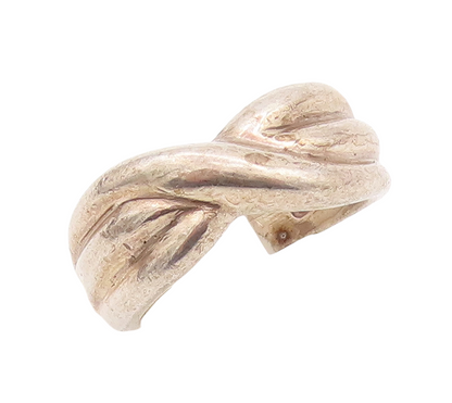925 Sterling Silver Vintage Ring Solid Carved Roped X  Sz 6.5  RG28791