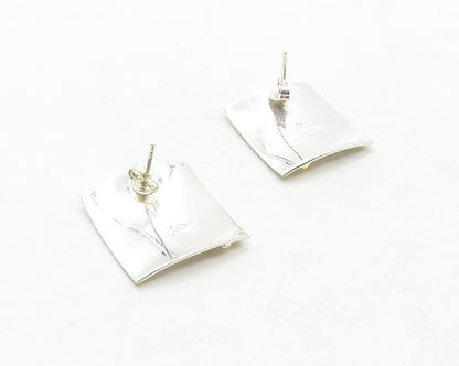 925 Sterling Silver  Shiny Polished Two Tone Square Drop Earrings  EG6543