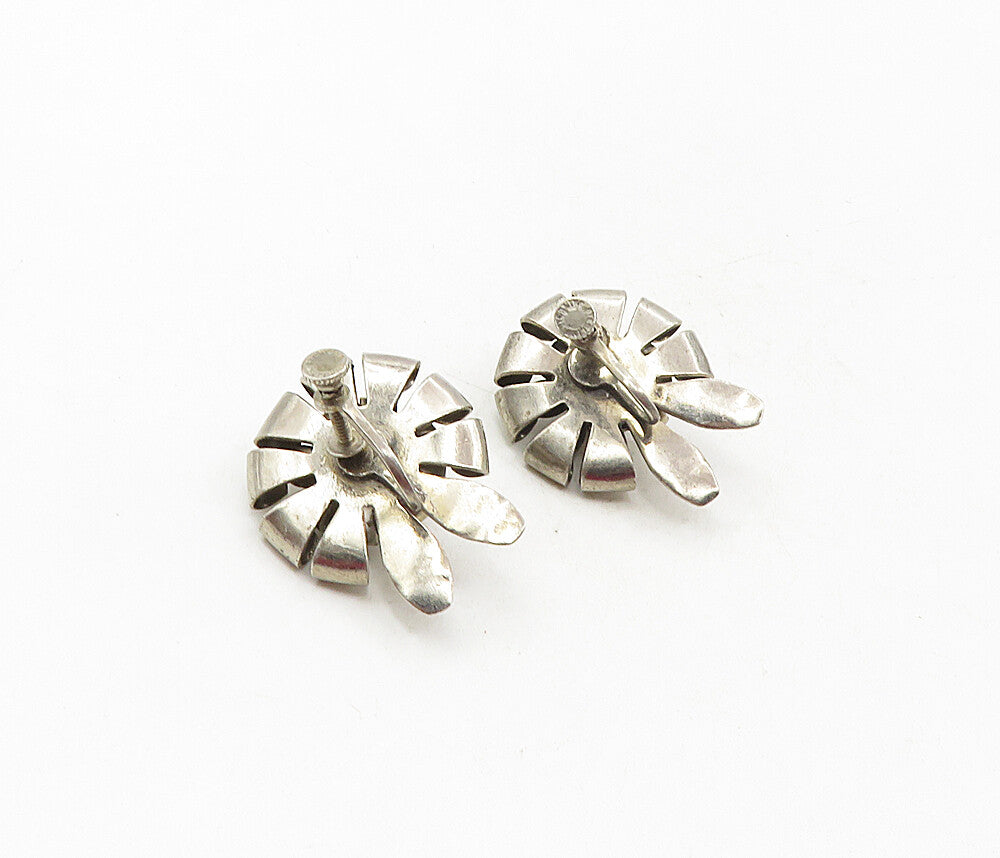 925 Sterling Silver  Vintage Modernist Dark Tone Non Pierce Earrings  EG4639