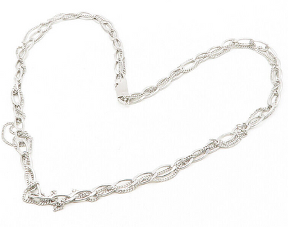PIANEGONDA 925 Silver  Shiny Polished Pointed Oval Link Chain Necklace  NE2932