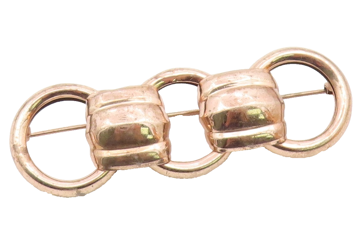 NAPIER 925 Sterling Silver  Vintage Shiny Copper Tone Link Brooch Pin  BP5510