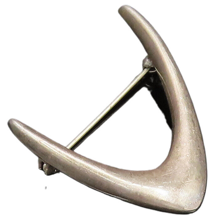 ARNE JOHANSEN DENMARK 925 Silver  Vintage Pointed Curved Brooch Pin  BP9789