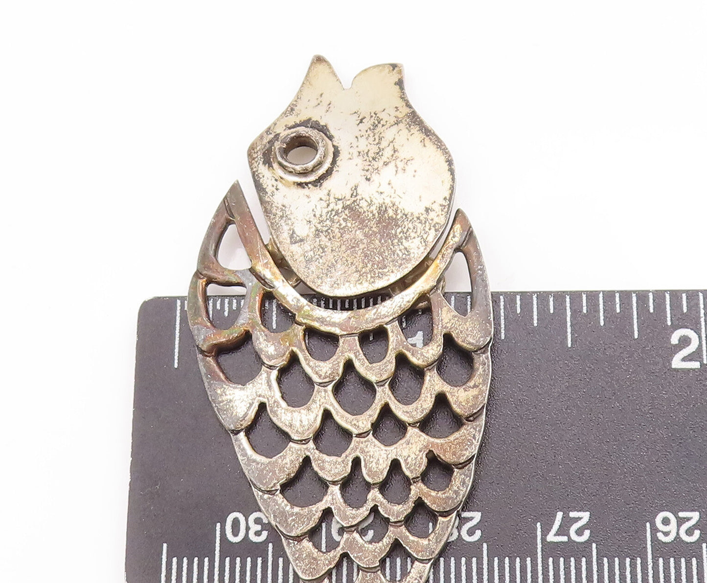 925 Sterling Silver Vintage Pendant Cutout Fish With Movable Tail  PT22937