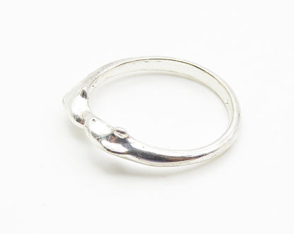 925 Sterling Silver  Shiny Petite Dolphins Bypass Band Ring Sz 7  RG10605