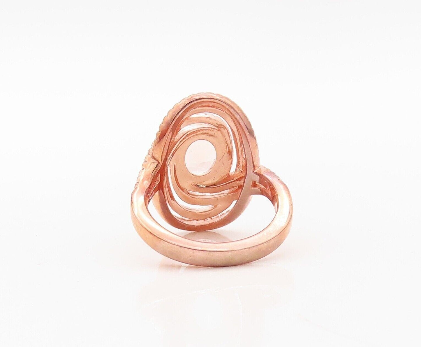 925 Sterling Silver Vintage Ring Rose Gold Plated Morganite & Topaz Sz 7 RG30251