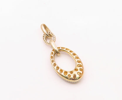 925 Sterling Silver  Vintage Cubic Zirconia Golf Plated Oval Pendant  PT17636