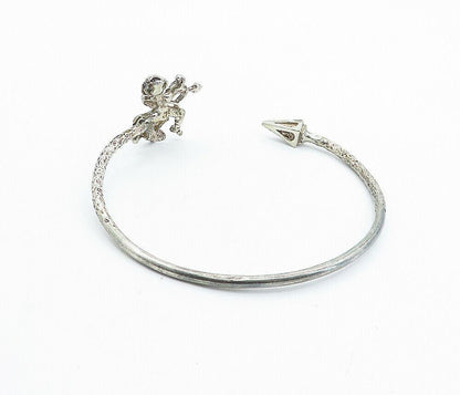 SHEBA 925 Silver  Vintage Antique Centaur Bow & Arrow Cuff Bracelet  BT2674