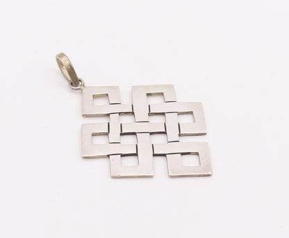 925 Sterling Silver Vintage Pendant Brutalist Box Maze Cutout PT23383