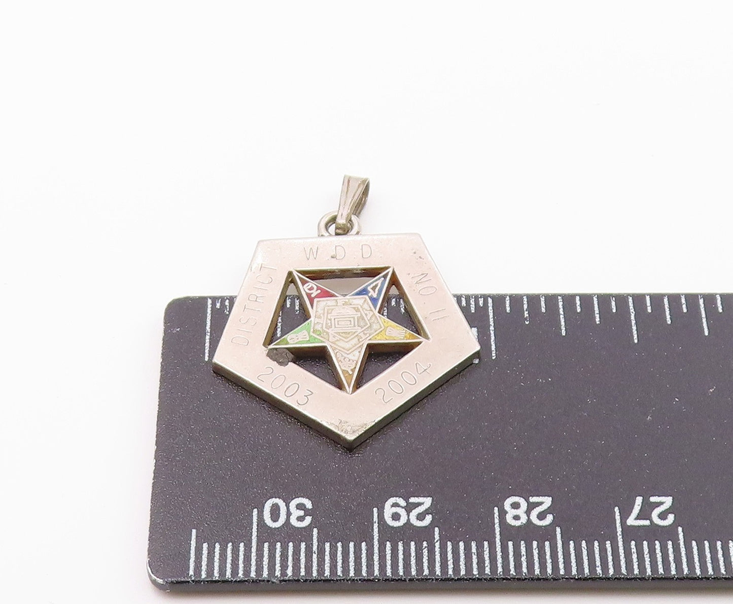 925 Sterling Silver  Vintage Shiny Enamel Detail Star Drop Pendant  PT17072