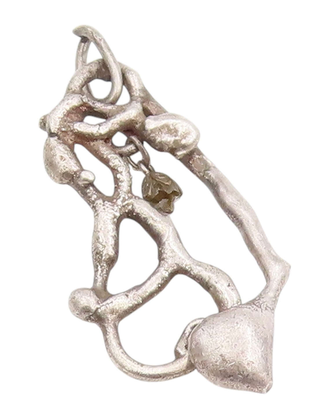 925 Sterling Silver Vintage Pendant Dark Tone Solid Brutalist Cut Out  PT24942