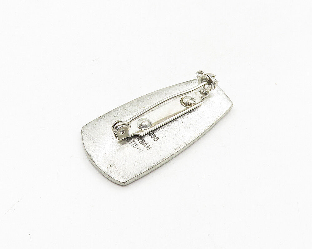 DESIGNER 925 Sterling Silver  Vintage Oxidized Pattern Brooch Pin  BP7150